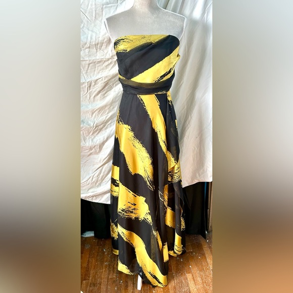 donna karan black and gold dress Brocade Sleeveless Wrap Ball Gown | Gown main image 1